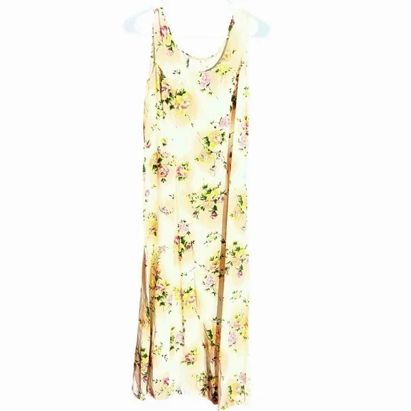 Vintage 90s Womens Size Large/XL Floral Maxi Dress Cottagecore Made in USA Boho - Picture 2 of 9